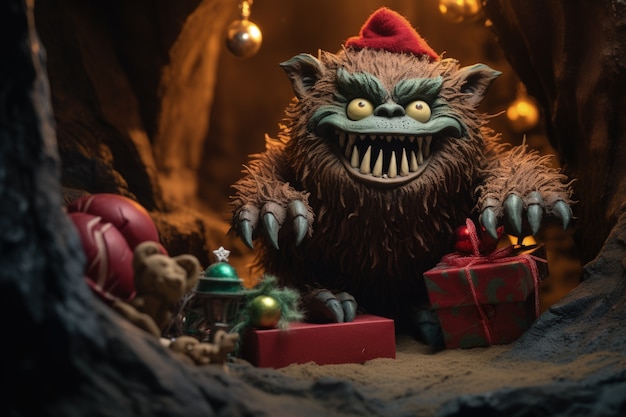 Free photo cranky creature illustrating the grinch