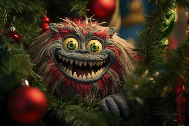 Free photo cranky creature illustrating the grinch