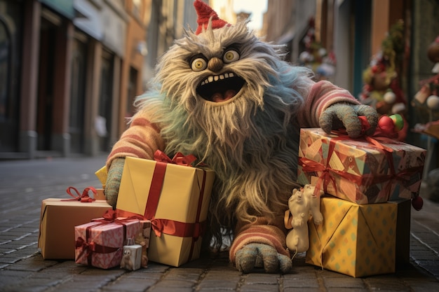 Free photo cranky creature illustrating the grinch