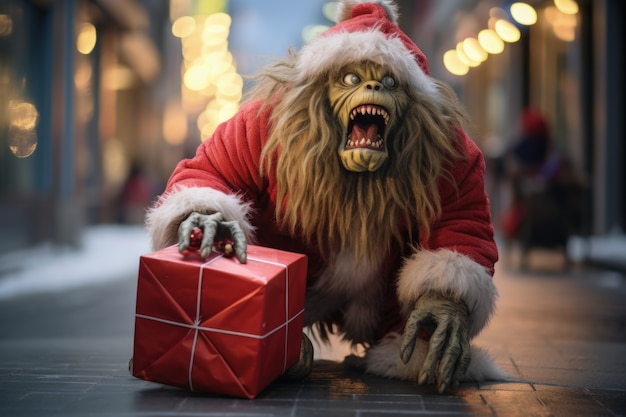 Free photo cranky creature illustrating the grinch