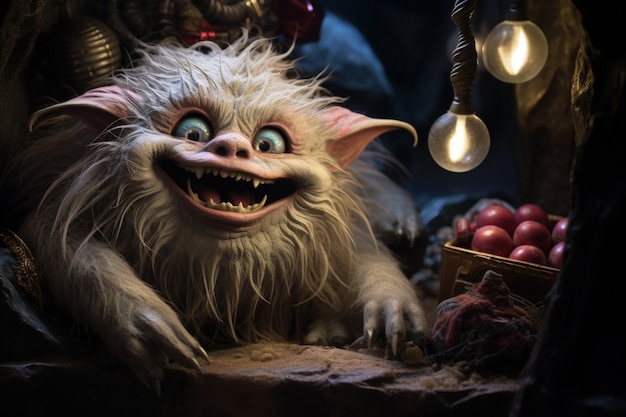 Free photo cranky creature illustrating the grinch