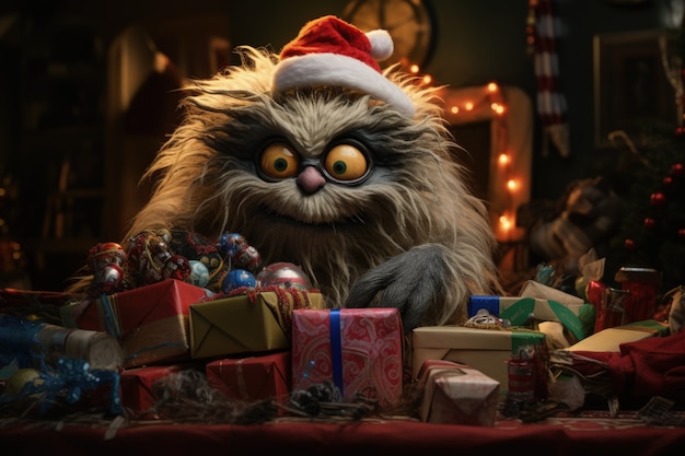 Free photo cranky creature illustrating the grinch