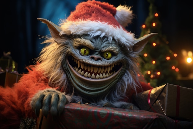 Free photo cranky creature illustrating the grinch