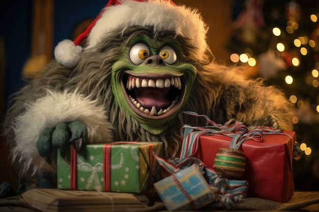 Free photo cranky creature illustrating the grinch