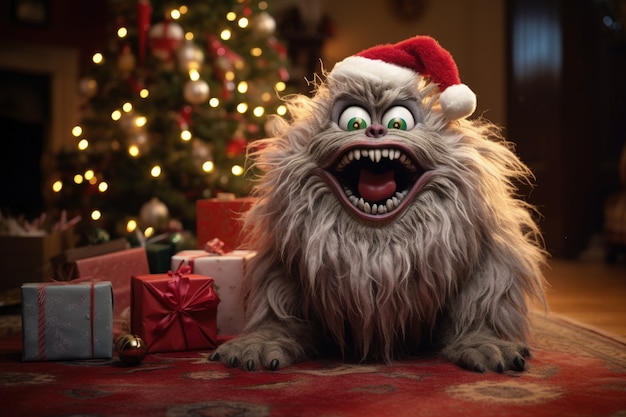 Free photo cranky creature illustrating the grinch