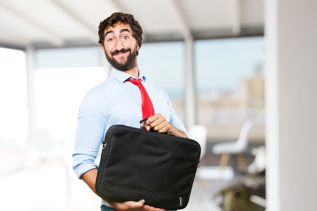 crazy businessman happy expression