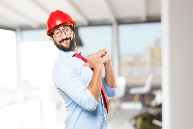 crazy businessman happy expression