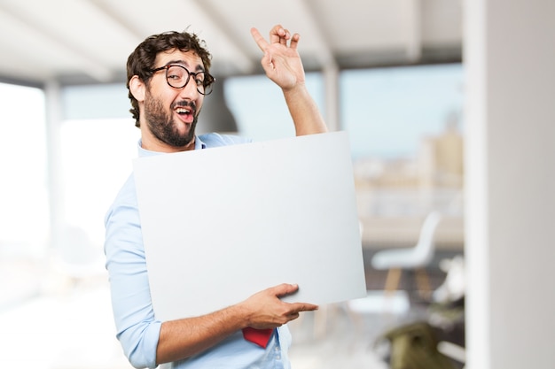 crazy businessman happy expression