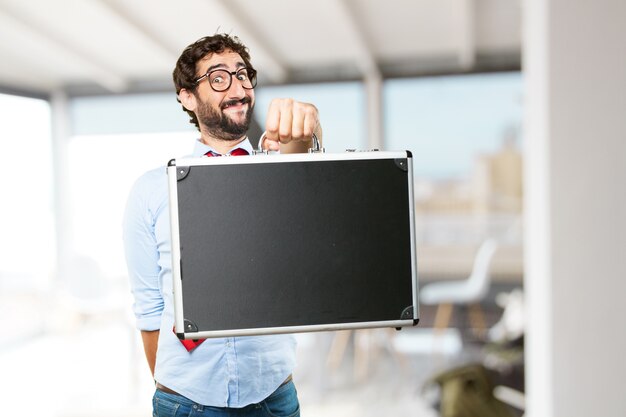 crazy businessman happy expression