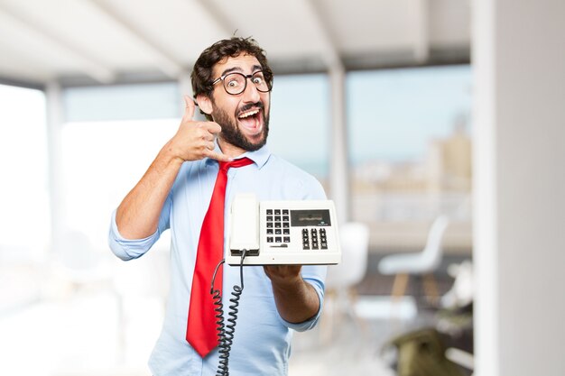 crazy businessman happy expression