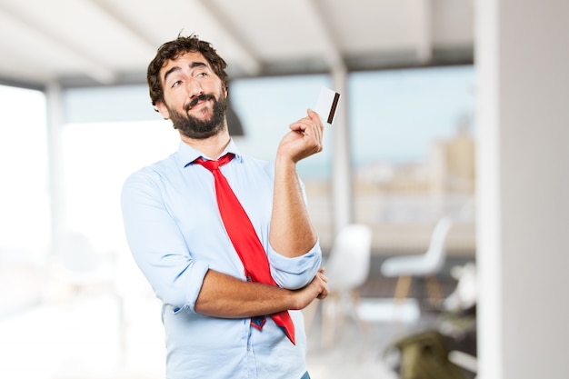 crazy businessman happy expression