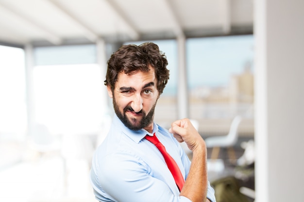 crazy businessman happy expression