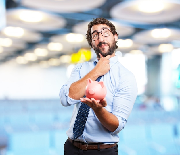 crazy businessman happy expression