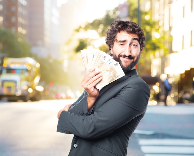 crazy businessman happy expression