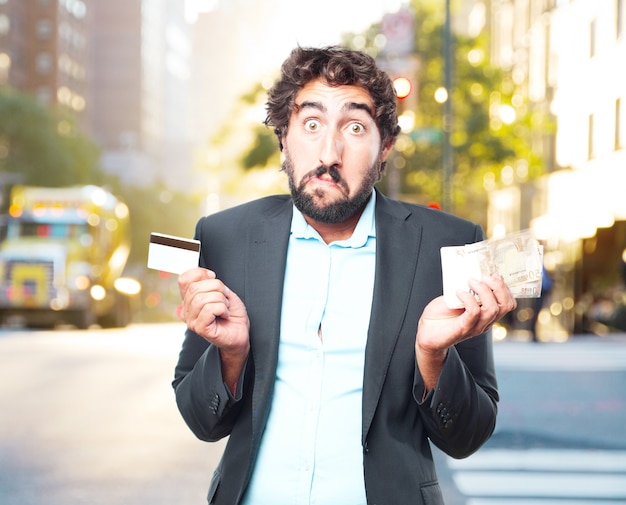 crazy businessman happy expression