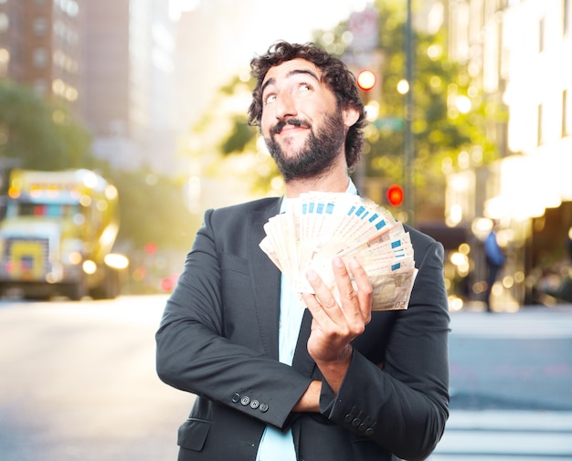 crazy businessman happy expression