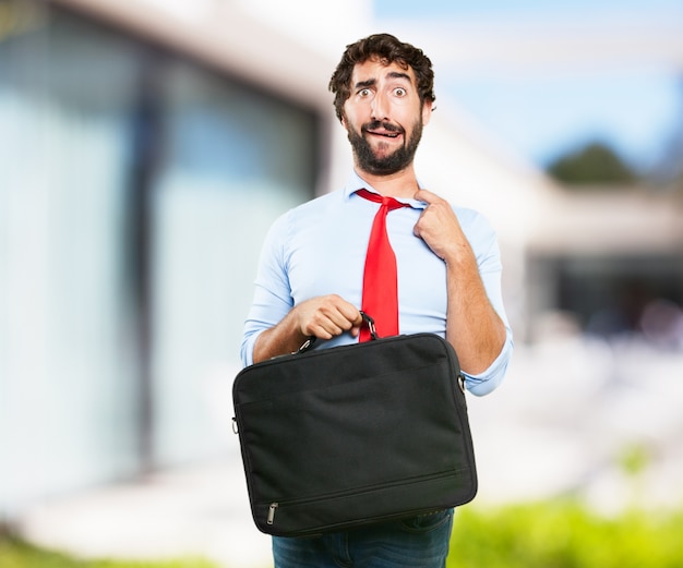 crazy businessman worried expression