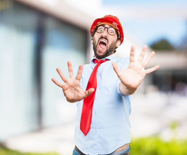 crazy businessman worried expression