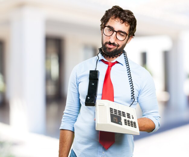 crazy businessman worried expression