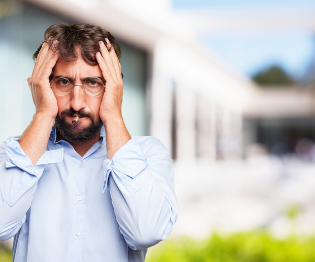 Free photo crazy businessman worried expression