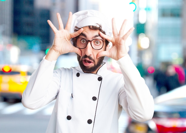 Free photo crazy chef surprised expression