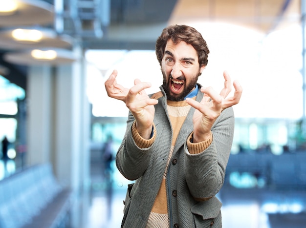 crazy man angry expression