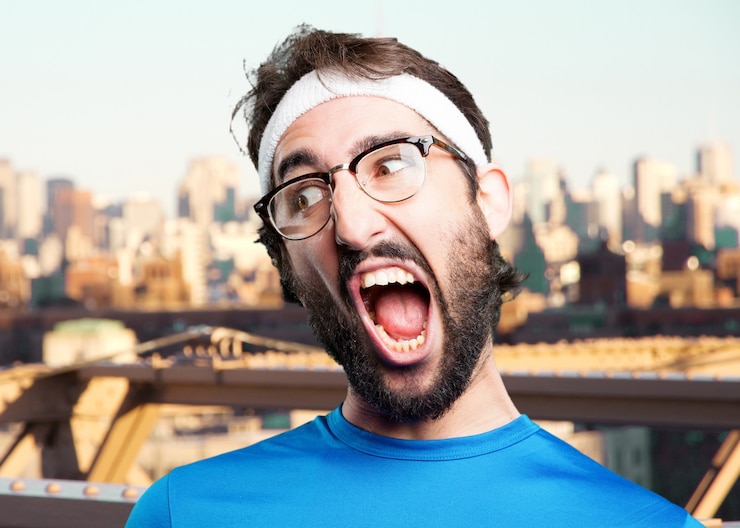 Free Photo crazy sports man.funny expression