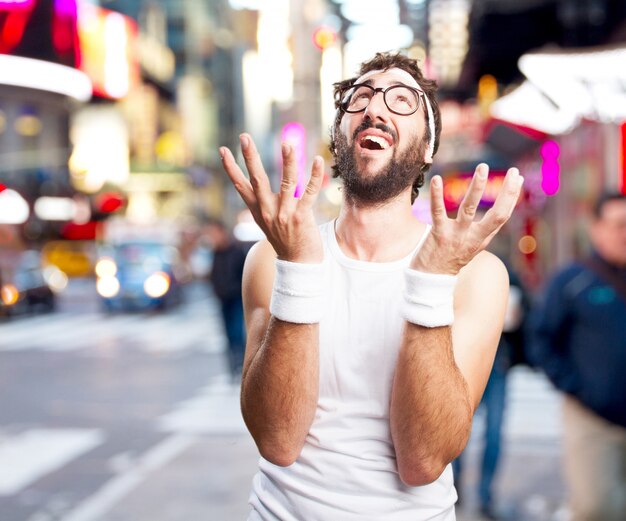 crazy sports man worried expression