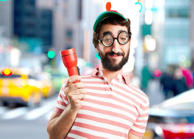 crazy young man surprised expression