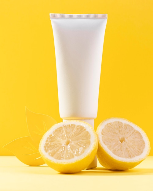 Cream container with lemons