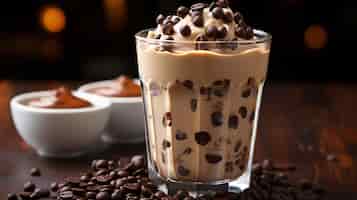 Free photo creamy chocolate beverage sprinkled with chocolate chips
