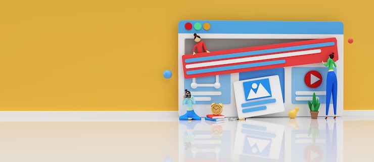 मुफ़्त फोटो creative 3d render design for web development banner, marketing material, business presentation, online advertising.