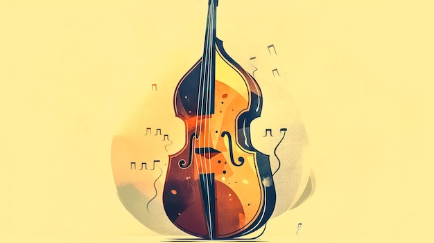 Creative abstract illustration with double bass generative AI