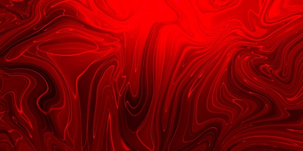 大理石の液体効果のパノラマとクリエイティブな抽象的な混合赤色のペイント