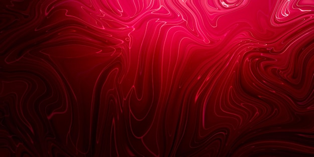免费照片创意抽象混合红色绘画与大理石液体效果全景