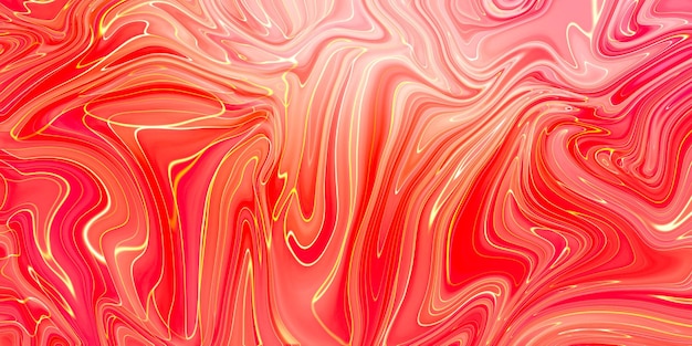 Free photo creative abstract mixed red color painting with marble liquid effect panorama