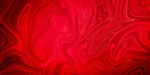 Creative abstract mixed red color painting with marble liquid effect panorama