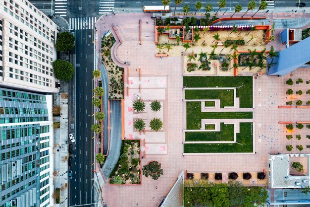 Creative aerial view of cityscape