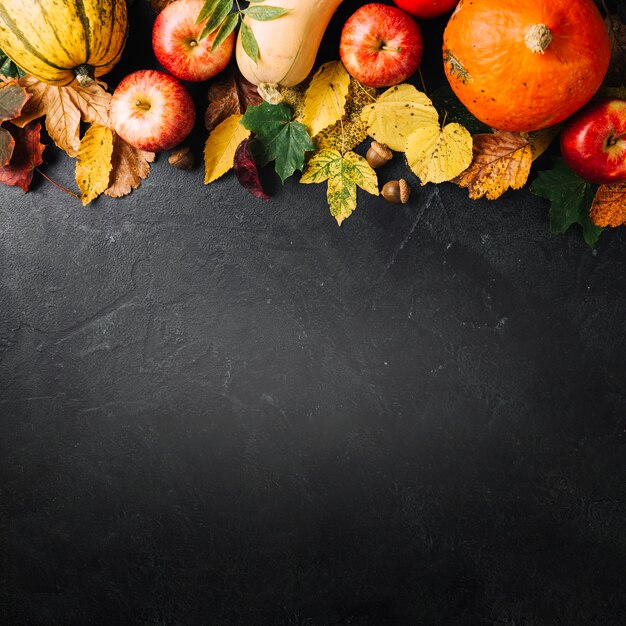 Creative arrangement of autumnal harvest