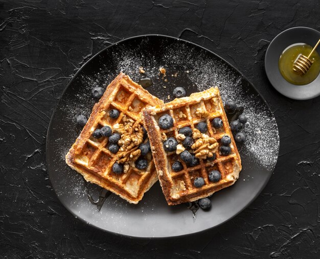 Creative arrangement of breakfast meal