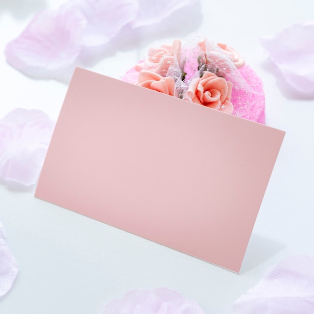 Creative arrangement for quinceañera party on table with empty card