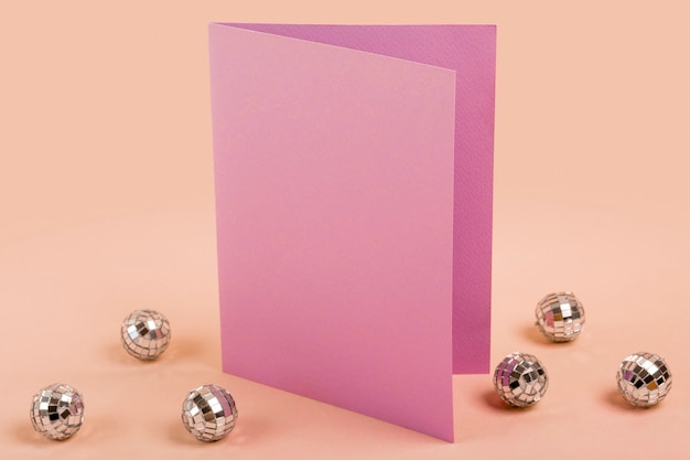 Free photo creative arrangement for quinceañera party on table with empty card