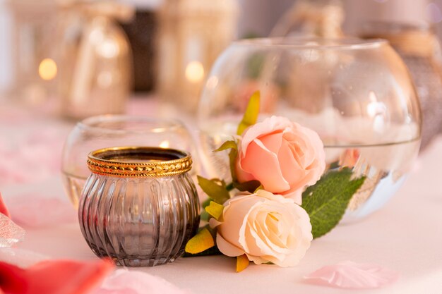 Creative arrangement for quinceañera party on table