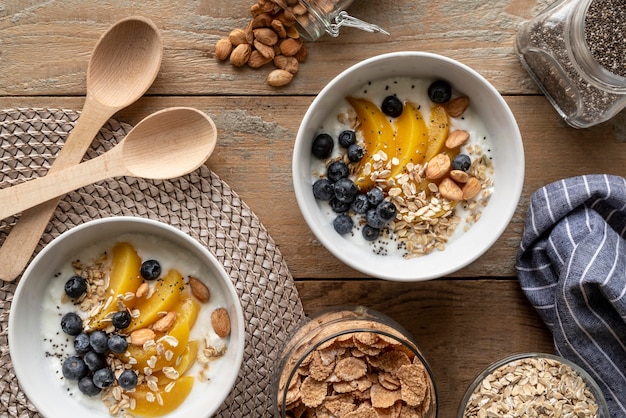 Creative assortment of delicious breakfast meal