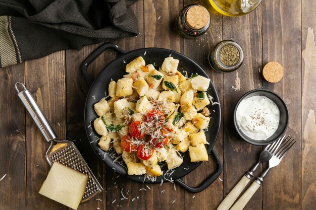 맛있는 음식의 창의적인 구색