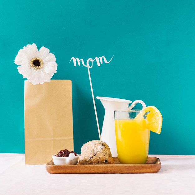 Creative breakfast and mothers day concept