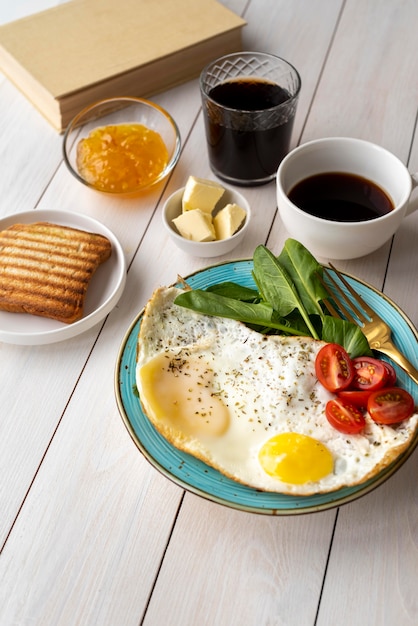 Creative composition of delicious breakfast meal