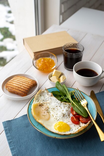 Creative composition of delicious breakfast meal