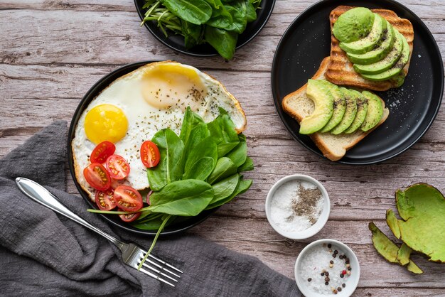 Creative composition of delicious breakfast meal