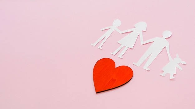 Creative composition for family concept on pink background